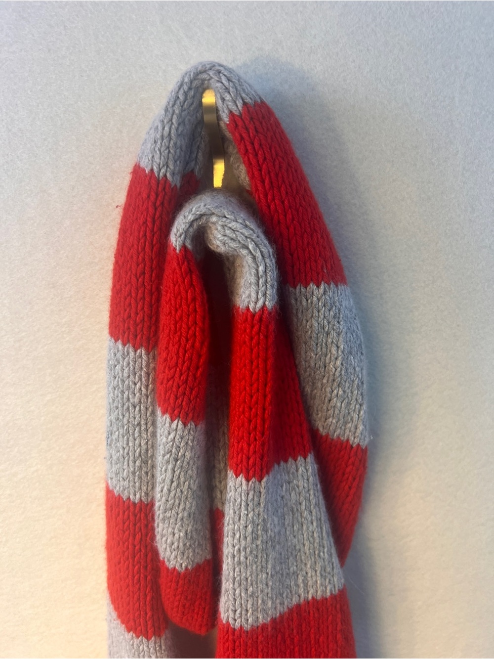 PINK Victoria's Secret Red and Gray Striped Knit Scarf with Pocket Patches - Picture 2 of 5